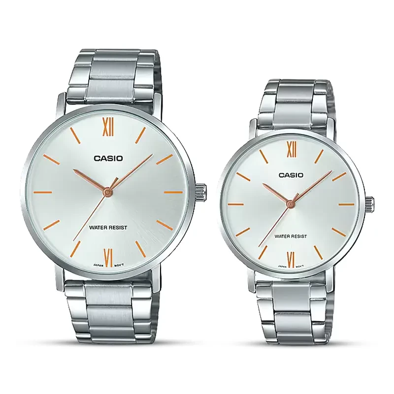 Casio Silver Dial Couple Watch | MTP/LTP-VT01D-7B